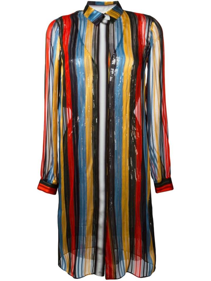 Marco De Vincenzo Embellished Striped Shirt Dress