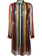 Marco De Vincenzo Embellished Striped Shirt Dress