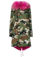 Furs66 - Camouflage Parka Coat - Women - Cotton/leather/rabbit Fur/racoon Fur - 40, Green, Cotton/leather/rabbit Fur/racoon Fur