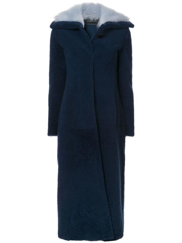Brandon Maxwell Long Shearling Coat - Blue