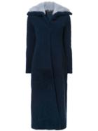 Brandon Maxwell Long Shearling Coat - Blue