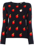 Chinti And Parker Apple Instarsia Jumper, Women's, Size: Xs, Black, Cashmere
