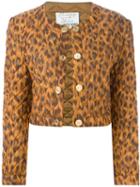 Moschino Vintage Cropped Leopard Print Jacket, Women's, Size: 44, Brown