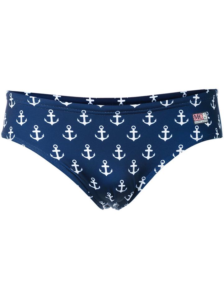 Mc2 Saint Barth - Anchor Print Swimming Trunks - Men - Polyamide/polyester/spandex/elastane - M, Blue, Polyamide/polyester/spandex/elastane