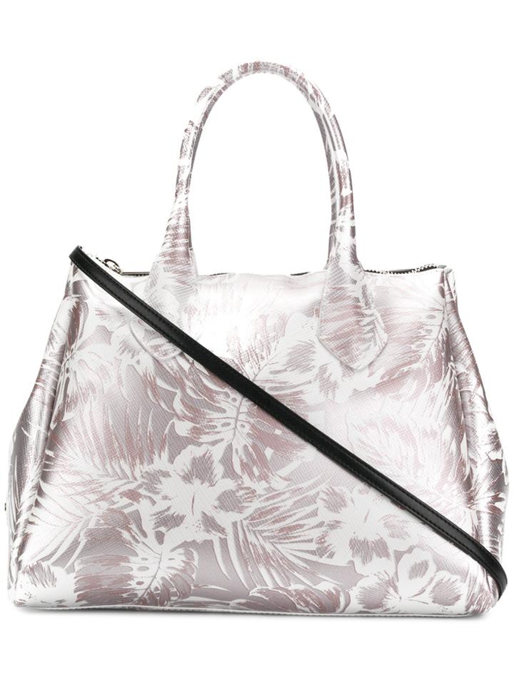 Gum Hawaii Floral Print Large Tote Bag - Metallic