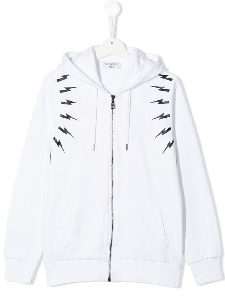 Neil Barrett Kids Lightening Bolt Hoodie - White