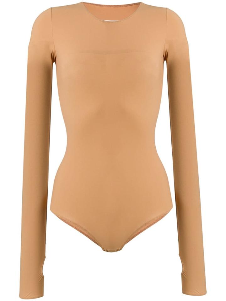 Mm6 Maison Margiela Thumbhole Cuffs Bodysuit - Neutrals