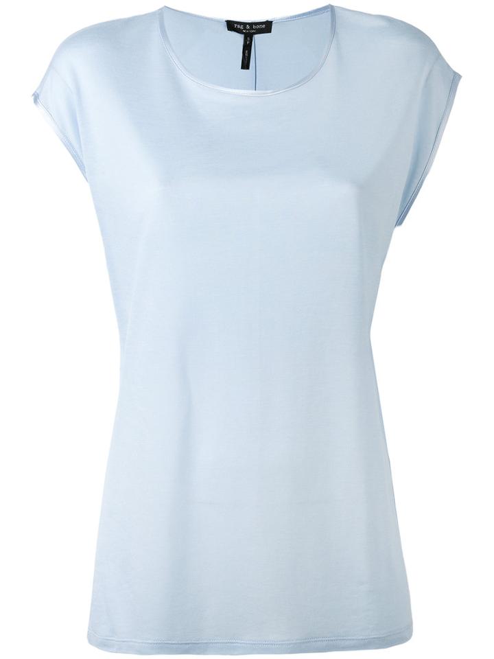 Rag & Bone - Plain T-shirt - Women - Silk/lyocell - S, Blue, Silk/lyocell