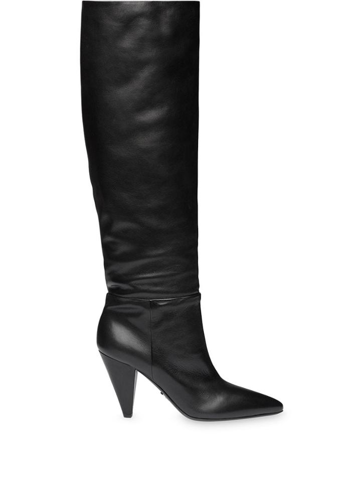Prada Pointed Slouch Boots - Black