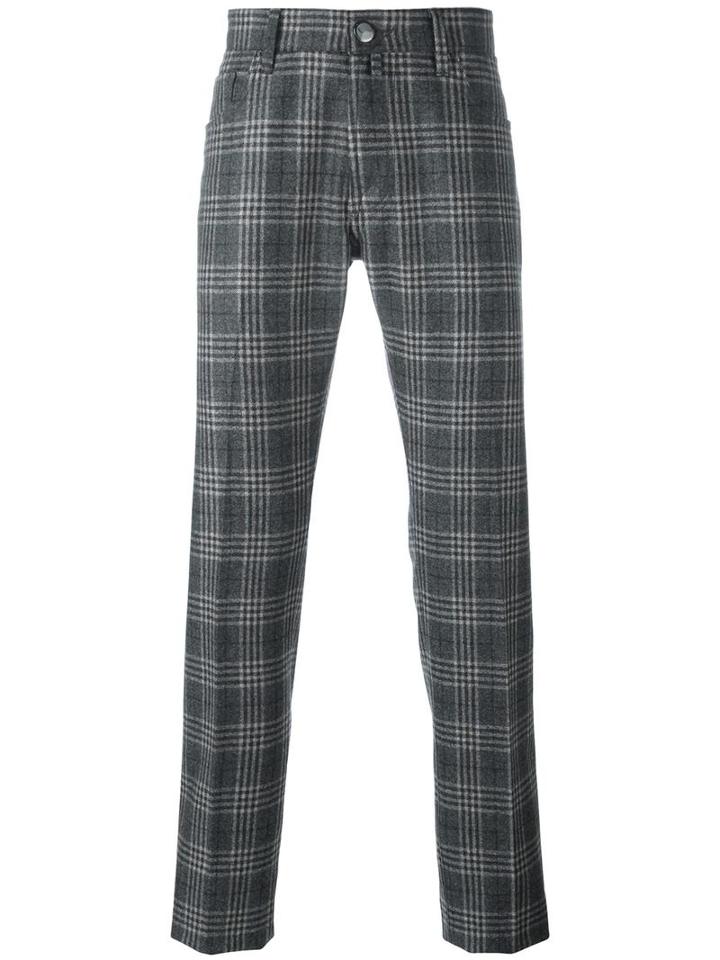Jacob Cohen Checked Tailored Trousers, Men's, Size: 31, Grey, Wool