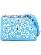 Moschino Floral Embellished Crossbody Bag, Women's, Blue, Calf Leather