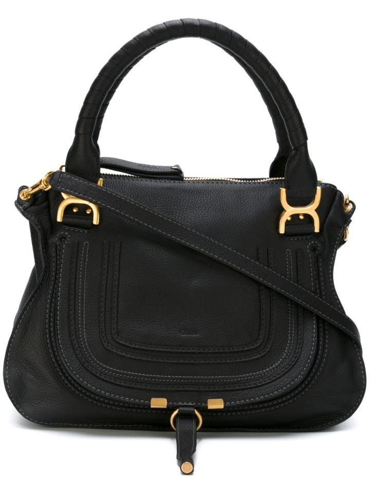Chloé Marcie Tote, Women's, Black, Calf Leather/cotton