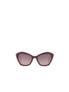 Miu Miu Eyewear Rhinestone Logo Sunglasses - Red