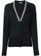 Brunello Cucinelli V-neck Cardigan, Women's, Size: Medium, Blue, Silk/cashmere/brass