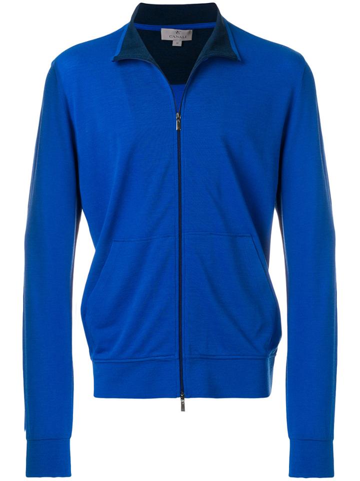 Canali Front Zipped Cardigan - Blue