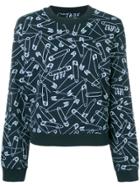 Love Moschino Safety Pins Print Sweatshirt - Blue
