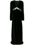 Amen V Neck Studded Evening Dress - Black