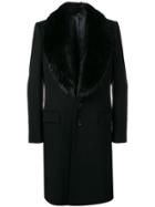 Dolce & Gabbana Midi Fur Collar Coat - Black