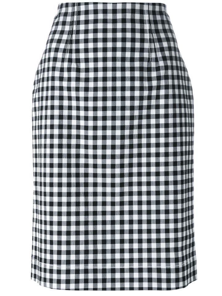 Blumarine - Gingham Check Pencil Skirt - Women - Cotton/spandex/elastane - 44, Black, Cotton/spandex/elastane