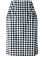 Blumarine - Gingham Check Pencil Skirt - Women - Cotton/spandex/elastane - 44, Black, Cotton/spandex/elastane