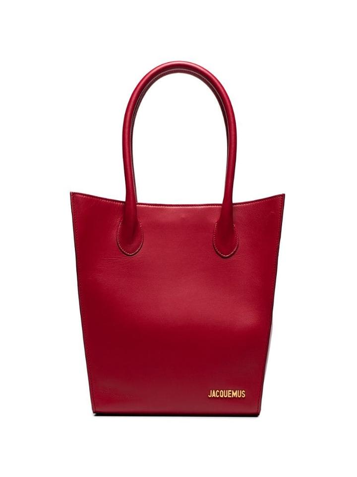 Jacquemus Red Le Petit Baya Leather Tote Bag