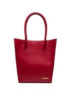 Jacquemus Red Le Petit Baya Leather Tote Bag