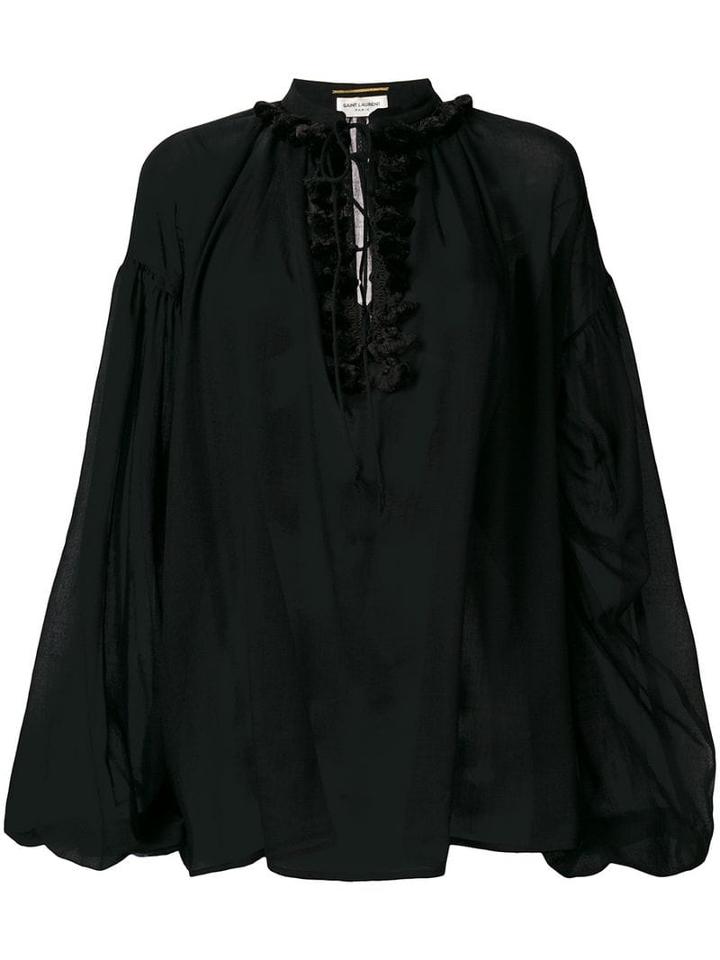 Saint Laurent Sheer Loose Blouse - Black