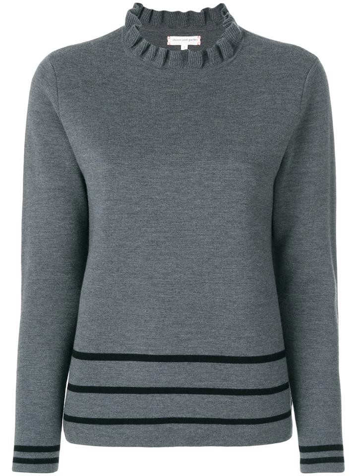 Chinti & Parker Striped Knitted Sweater - Grey