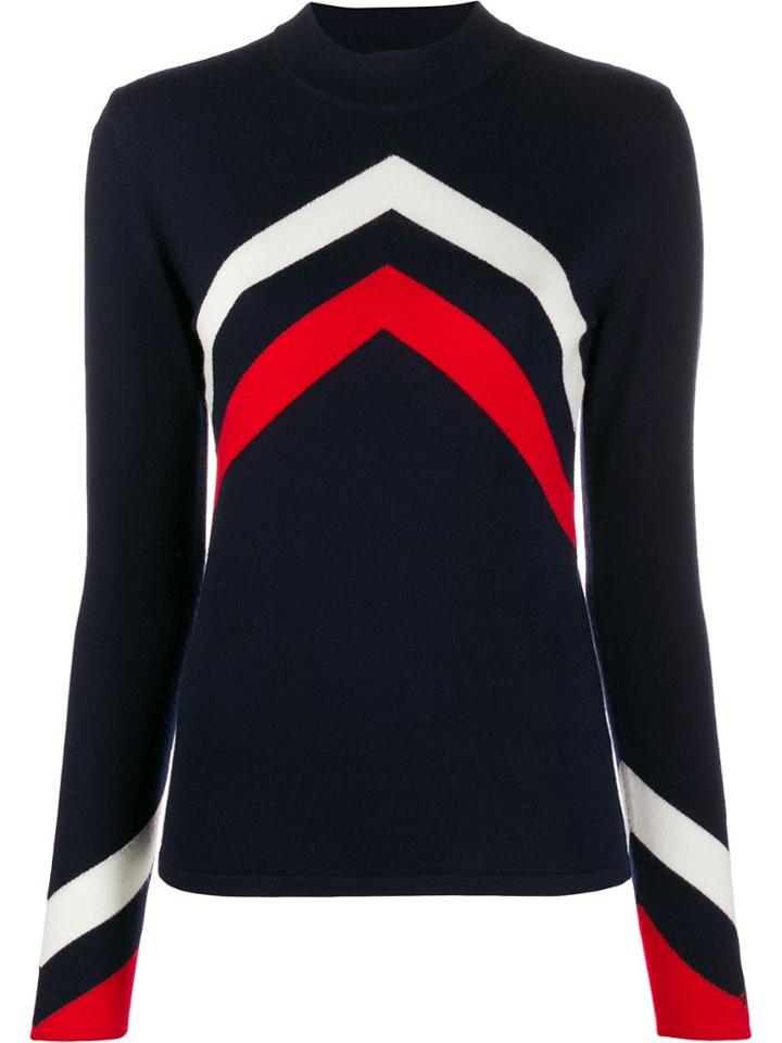 Perfect Moment Chevron Striped Knitted Top - Blue