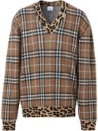Burberry Leopard Detail Vintage Check Jumper - Brown