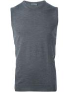 Drumohr Crew Neck Knitted Vest, Men's, Size: 50, Grey, Merino