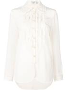 Coach Ruffle Front Shirt, Women's, Size: 4, Nude/neutrals, Silk
