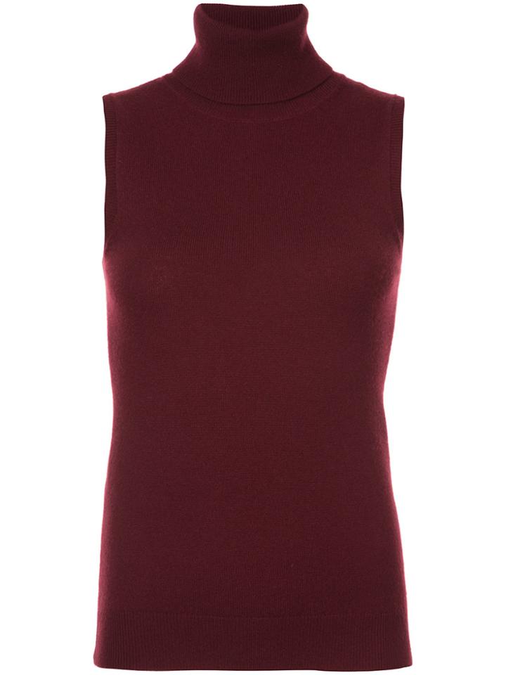 Theory Sleeveless Roll-neck Knitted Top - Red