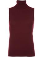 Theory Sleeveless Roll-neck Knitted Top - Red