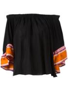 Emilio Pucci Off-the-shoulder Blouse, Size: 42, Black, Silk