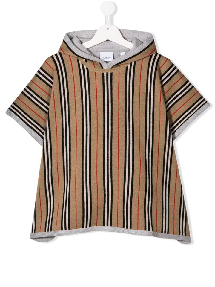 Burberry Kids Icon Striped Poncho - Neutrals
