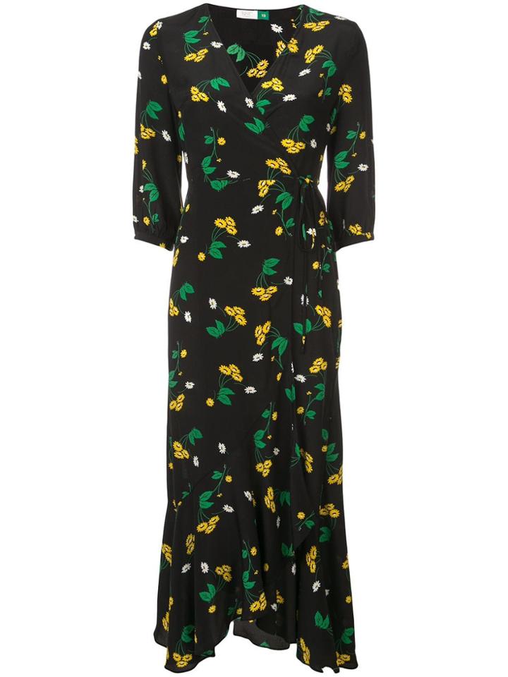 Rixo London Noleen Daisy Wrap Dress - Black