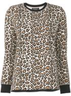 Twin-set - Leopard Printed Top - Women - Cotton/spandex/elastane - Xs, Black, Cotton/spandex/elastane