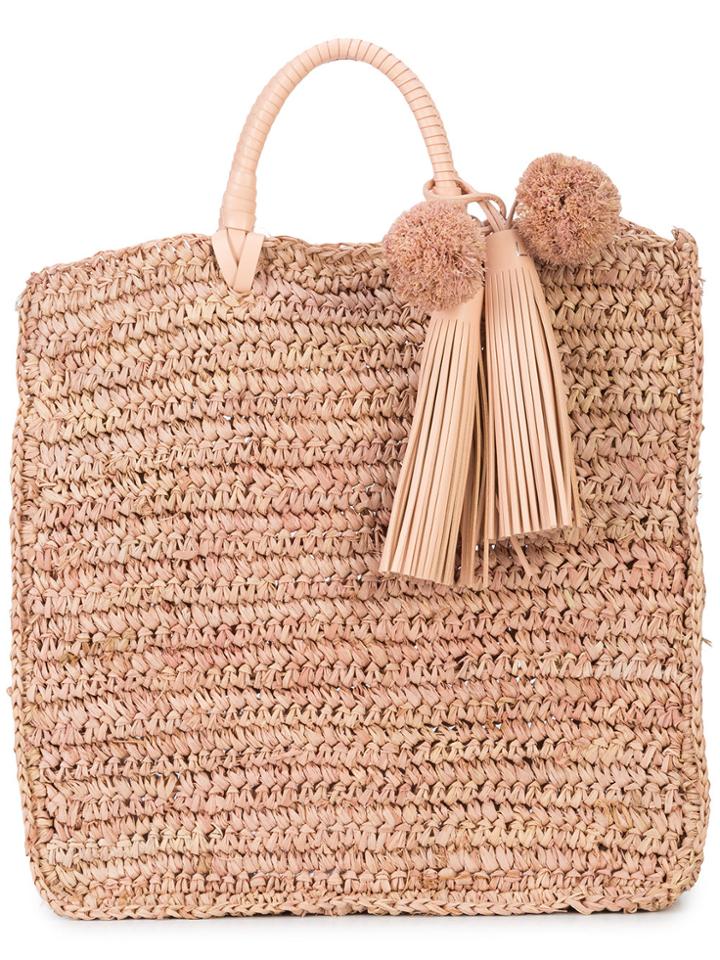 Loeffler Randall Straw Travel Tote - Pink & Purple