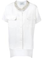 Forte Couture 'honour' Embellished Collar Button Down Shirt, Women's, Size: Medium, White, Linen/flax/viscose
