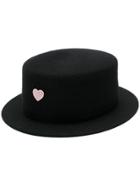 Federica Moretti Heart Embellished Hat - Black