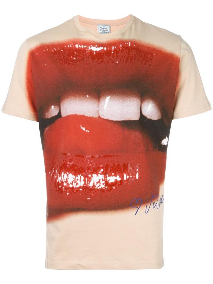 Vivienne Westwood Man Lips Print T-shirt, Men's, Size: Medium, Pink/purple, Cotton