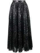 Msgm Leopard Print Pleated Skirt - Black