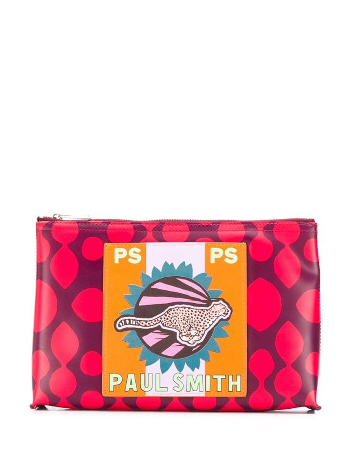 Ps Paul Smith Cheetah Print Clutch Bag - Purple
