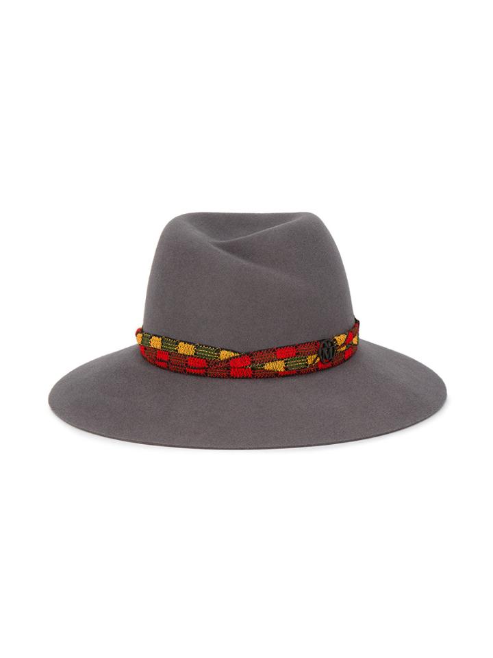 Maison Michel Virginie Woven Band Fedora Hat - Grey