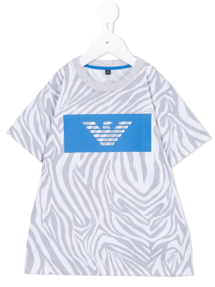 Armani Junior Printed T-shirt, Boy's, Size: 7 Yrs, White