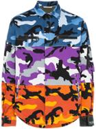 Valentino Camouflage Print Panel Cotton Shirt - Multicolour