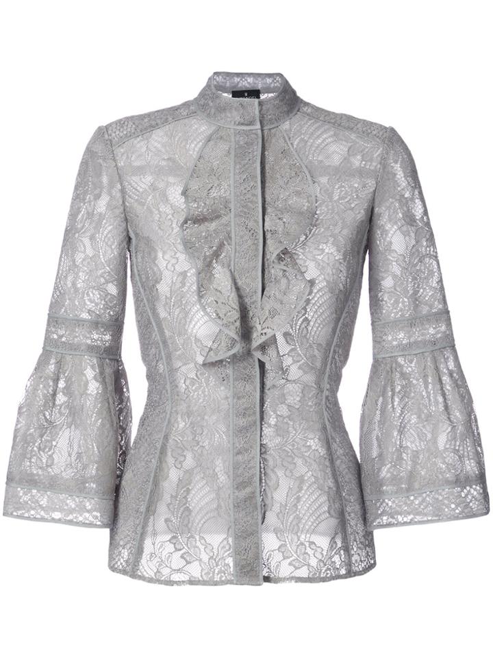 J. Mendel Lace Ruffle Blouse - Grey