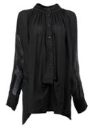 Ann Demeulemeester Gathered Neck Buttoned Blouse, Women's, Size: 38, Black, Cotton/linen/flax/rayon