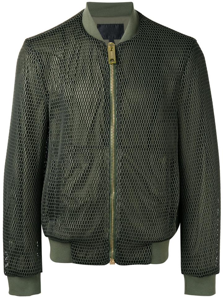 Les Hommes Classic Bomber Jacket, Men's, Size: 52, Green, Polyester/cotton/spandex/elastane